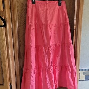 Coral Cotton Maxi Skirt